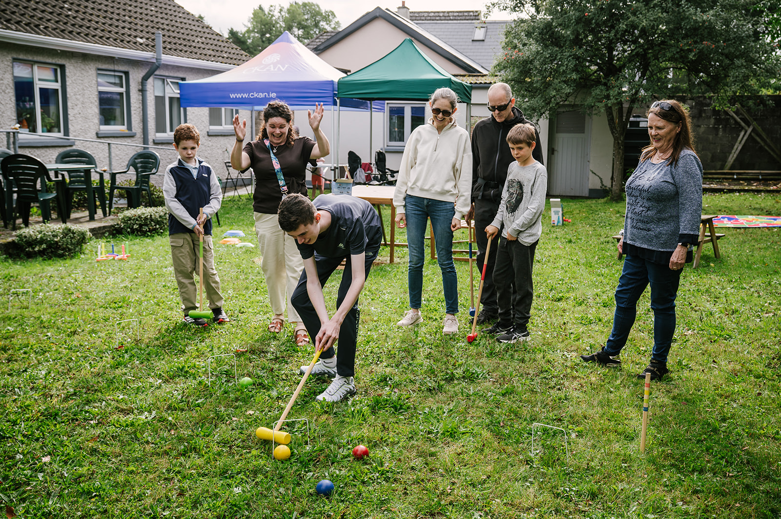 Speller taking part in an outdoor activity at a Spelling Alliance of Ireland community gathering.